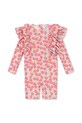 Konges Sløjd costum de baie dintr-o bucată pentru copii MANUCA FRILL ONESIE GRS moale roz KS103262