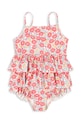 Konges Sløjd costum de baie dintr-o bucată pentru copii MANUCA FRILL SWIMSUIT GRS moale roz KS103264