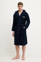 Бавовняний халат EA7 Emporio Armani аплікація темно-синій AF14014.7M000441