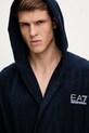 Бавовняний халат EA7 Emporio Armani темно-синій AF14014.7M000441