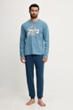 Lacoste komplet piżamowy dzianina niebieski 4H9180