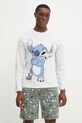 United Colors of Benetton camasa cu maneca lunga din bumbac LILO&STITCH munte gri 3VR54M01X