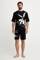 United Colors of Benetton pijamale de bumbac 30964P02V negru SS25