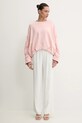 Pinko bluza bawełniana 104281.A2BZ różowy SS25