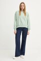 Marc O'Polo bluza bawełniana 502407354033 zielony SS25