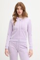 Odzież Juicy Couture bluza rozpinana z kapturem damska bawełniana ROBERTSON CLASS JCAP176 fioletowy