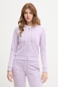 Odzież Juicy Couture bluza rozpinana z kapturem damska bawełniana ROBERTSON CLASS JCAP176 fioletowy