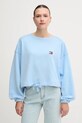 Bombažen pulover Tommy Jeans Brez kapuce modra DW0DW21344