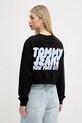 Bombažen pulover Tommy Jeans Brez kapuce črna DW0DW21345