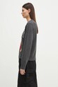 GANNI sweter Graphic Wool Mix Bear Crewneck K2370 szary SS25