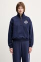 Бавовняна кофта Sporty & Rich H&W Crest Embroidered Quarter Zip бавовна темно-синій ST073612241BL106