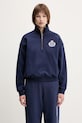 Sporty & Rich cotton sweatshirt H&W Crest Embroidered Quarter Zip cotton navy ST073612241BL106