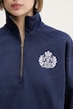 Sporty & Rich cotton sweatshirt H&W Crest Embroidered Quarter Zip navy ST073612241BL106