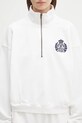 Sporty & Rich cotton sweatshirt H&W Crest Embroidered Quarter Zip white ST073620241WH01
