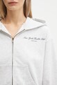 Хлопковая кофта Sporty & Rich Ny Health Club Cropped Zip серый ST068602043GY03
