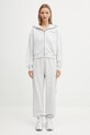 Хлопковая кофта Sporty & Rich Ny Health Club Cropped Zip ST068602043GY03 серый