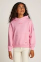 Dětská bavlněná mikina Tommy Hilfiger s kapucí růžová KG0KG08327.116.122.PPYA