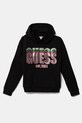 Guess bluza bawełniana dziecięca z kapturem czarny J5RQ00.KAD74.PPYA