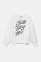 United Colors of Benetton hanorac de bumbac pentru copii imprimeu alb 3UNIC10NT.G.Seasonal