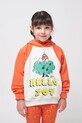 Дитяча бавовняна кофта Bobo Choses Hello Joy з капюшоном білий 125AC044