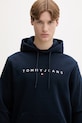 Tommy Jeans mikina s kapucňou pánska s bavlnou tmavomodrá DM0DM20746