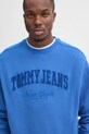 Bombažen pulover Tommy Jeans modra DM0DM20262