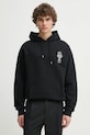 Drôle de Monsieur hanorac de bumbac Le Hoodie Vase imprimeu negru F.HO174.CO127.BL