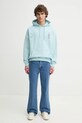 Хлопковая кофта Drôle de Monsieur Le Hoodie Vase хлопок бирюзовый F.HO174.CO127.LBE