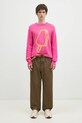 ICECREAM sweter z domieszką wełny Popsicle Crewneck IC24436 różowy
