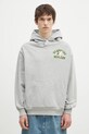 Billionaire Boys Club hanorac de bumbac Duck Varsity Embroidered Popover Hood imprimeu gri B24451