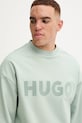 HUGO bluza bawełniana zielony 50538778