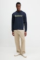 Бавовняна кофта Barbour Pique Applique Crew Sweatshirt MOL0670 темно-синій SS25