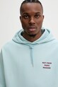Βαμβακερή μπλούζα Drôle de Monsieur Le Hoodie Slogan τιρκουάζ G.HO162.CO127.LBE