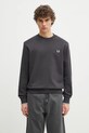 Pamučna dukserica Fred Perry natpis siva M7535.V56