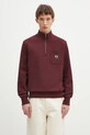 Βαμβακερή μπλούζα Fred Perry απλικέ μπορντό M9847.K22