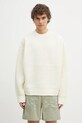 MKI MIYUKI ZOKU sweter z domieszką wełny Chunky Rib Knit Crewneck okrągły beżowy CHUNKY.RIB.KNIT.CREWNE.