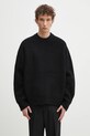 Светр з домішкою вовни MKI MIYUKI ZOKU Chunky Rib Knit Crewneck круглий виріз чорний CHUNKY.RIB.KNIT.CRE.BL