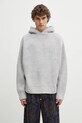 MKI MIYUKI ZOKU pulover din amestec de lana Chunky Rib Knit Hoody groase gri CHUNKY.RIB.KNIT.HOODY.G