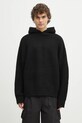 MKI MIYUKI ZOKU pulover din amestec de lana Chunky Rib Knit Hoody groase negru CHUNKY.RIB.KNIT.HOODY.B