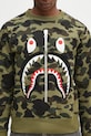Pamučna dukserica A Bathing Ape 1St Camo Shark Crewneck zelena 1K80113010