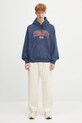 Παιδική βαμβακερή μπλούζα Carhartt WIP Hooded Library Sweat I034726.E7GD σκούρο μπλε