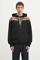 Marcelo Burlon hanorac de bumbac Icon Wings Regular Hoodie Black Orange print negru CMBB007S25FLE0011020