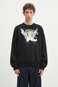 Marcelo Burlon hanorac de bumbac County Angel Boxy Crewneck Black Multico print negru CMBA09CS25FLE0011084