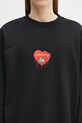 Marcelo Burlon bluza bawełniana Bunny Heart Regular Crewneck Black Red czarny CMBA009S25FLE0031025
