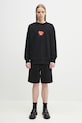Marcelo Burlon hanorac de bumbac Bunny Heart Regular Crewneck Black Red CMBA009S25FLE0031025 negru