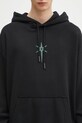 Marcelo Burlon bluza bawełniana County Goth Boxy Hoodie Black Deep Green czarny CMBB10CS25FLE0021052