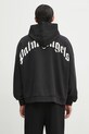 Одяг Бавовняна кофта Palm Angels Back Curved Logo PMBB155S25FLE0041003 чорний