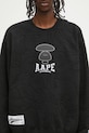 AAPE bluză Main Crew Neck negru AAPSWMB385XXN