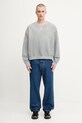 1017 ALYX 9SM bluza bawełniana Garment dye boxy crewneck AAMSW0243FA01 szary