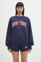Хлопковая кофта Sporty & Rich New York Ivy Crewneck ST071606304BL106 тёмно-синий SS25